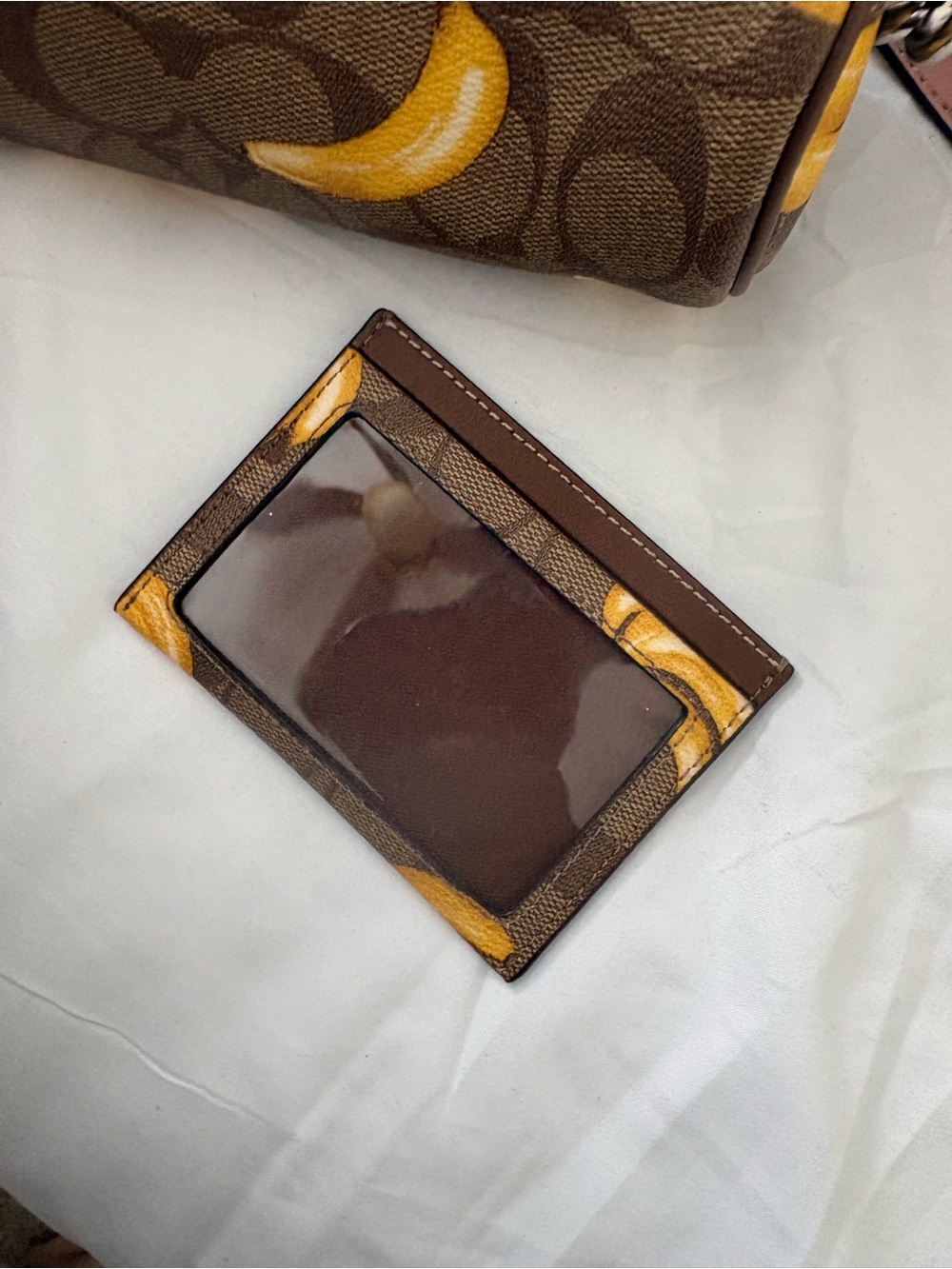 Coach Brown with Yellow Accent Signature ID Card Holder